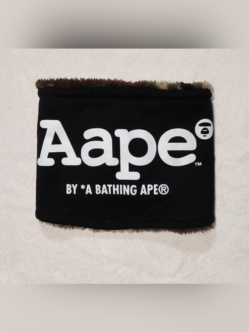 NWT- BAPE A Bathing Ape Apee Black And Camo Winter Scarf Lined Neck Warmer OS